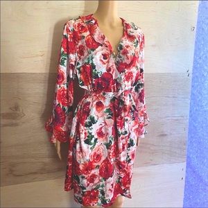 Oscar de la Renta pink label red floral ro…